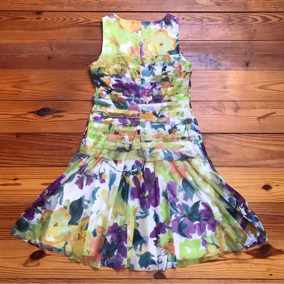 London Times Multi-Colored Tiered Dress and Talbots Green Cardigan, EUC, 10/L - Picture 11 of 16